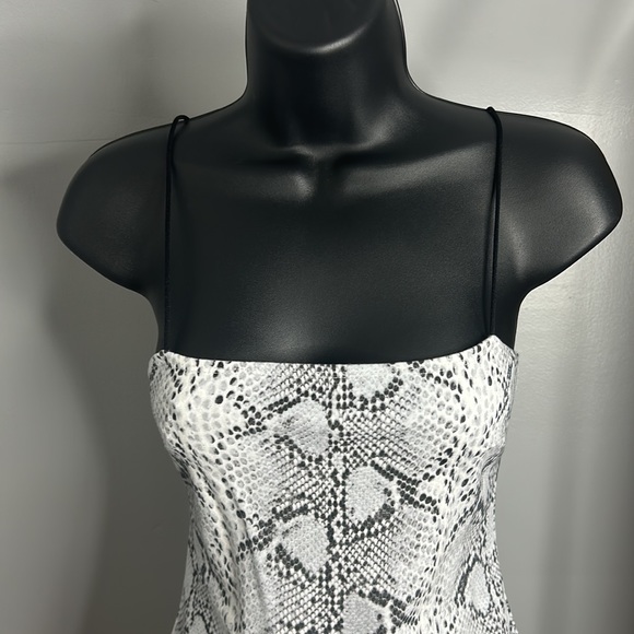 White & Grey Snake Print Spaghetti Strap Minidress - Picture 2 of 4